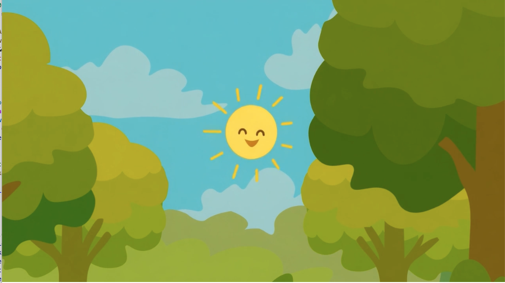 Kaunis metsämaisema auringonpaisteessa